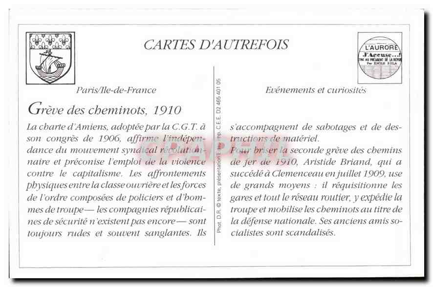 REPRO Greve des Cheminots 1910 C'est la thune qu'ils auront  — Rückseite
