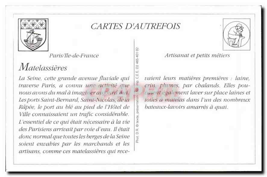 La Matelassière — Les petits métiers parisiens — Artichende, 30 Rue Ad. Thiers, Bolougne-sur-Mer — Rückseite