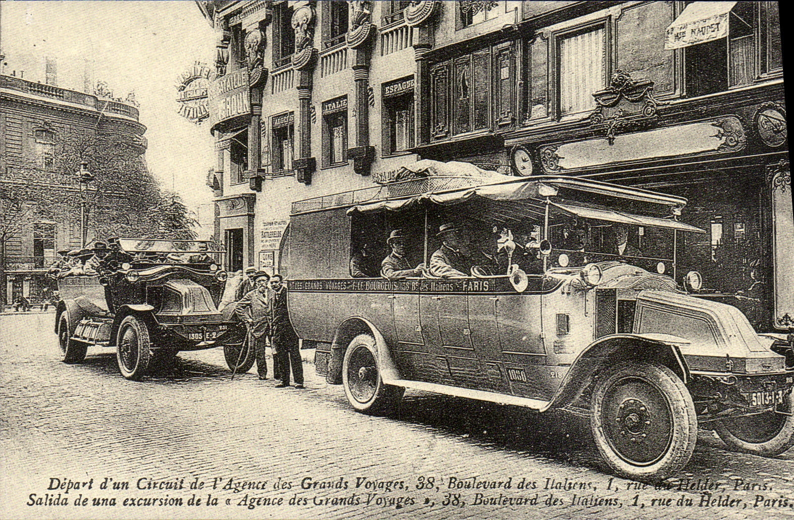 REPRO Depart d'un Circuit de l'Agence des Grands Voyages Autobus Automobile