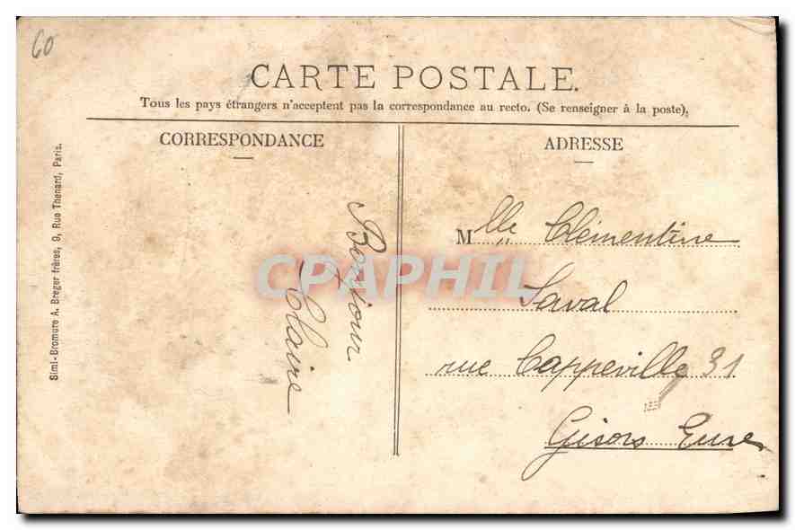Ermenonville - Château côté Nord — Vignon fils, éditeur, Senlis — Rückseite
