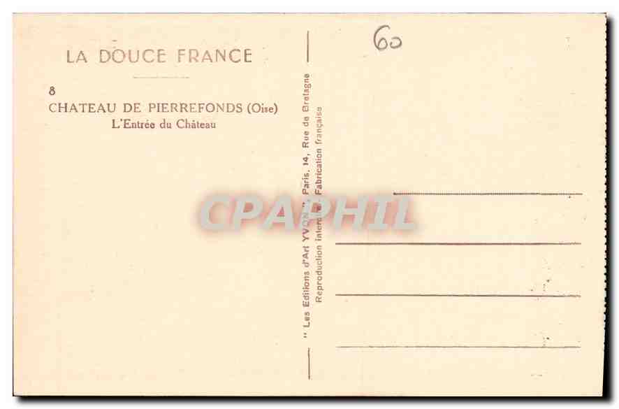 Château de Pierrefonds — L'Entrée du Château — Les Éditions d'Art Yvon, Paris — Rückseite