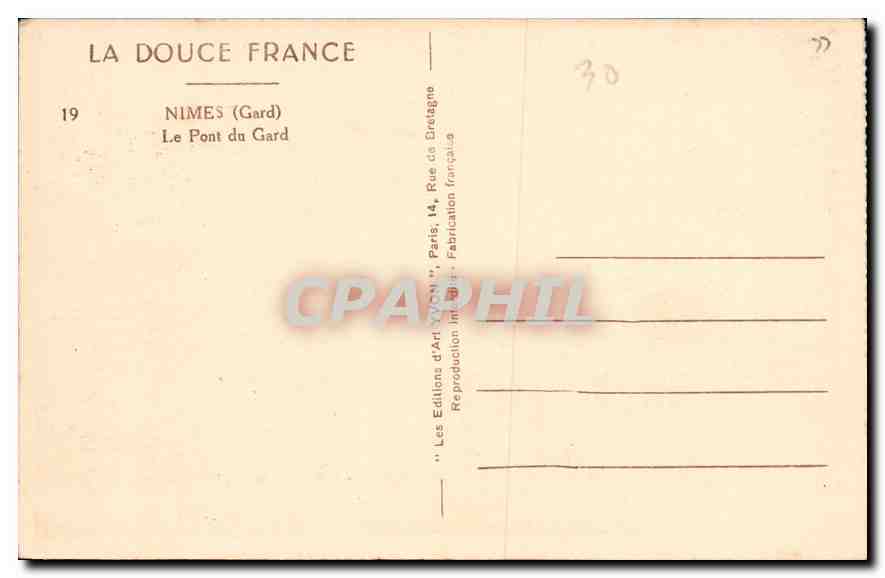 CPA Nimes Gard Le Pont du Gard  — Rückseite