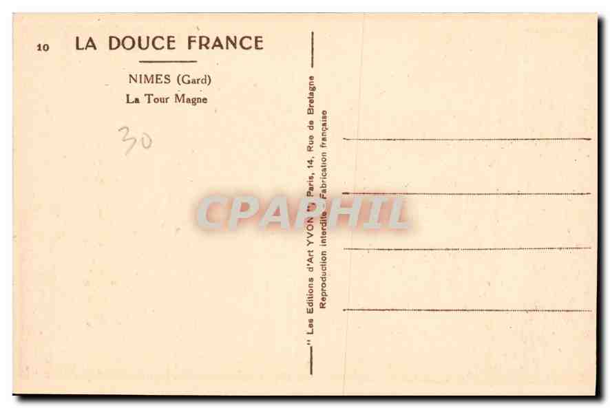 Nîmes (Gard) — La Tour Magne — Éditions d'Art YVON — Rückseite