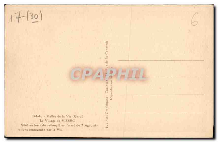 CPA Vallee de la Vis Gard Le Vllage de Vissec  — Rückseite
