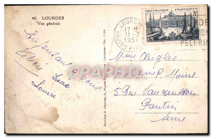 CPA Lourdes Vue Generale  — Verso