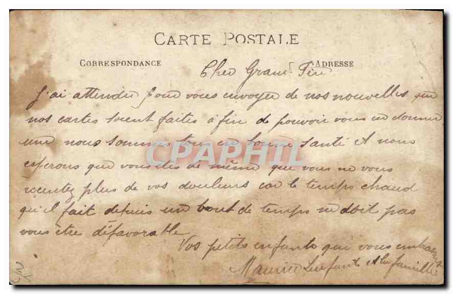 CARTE PHOTO Femme  — Verso