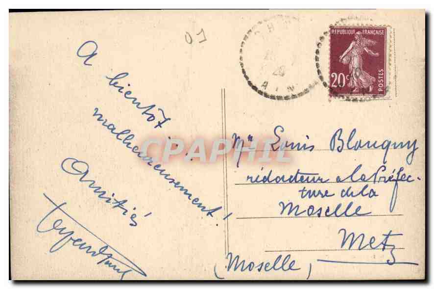 CPA Chanay Vue sur les Grottes des Huguenots  — Rückseite