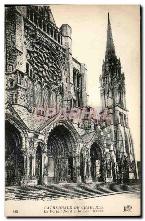 CPA Cathedrale de Chartres Le Portail Nord et la Tour Neuce  