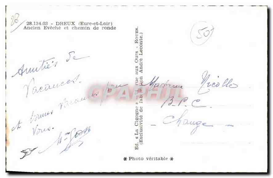 CPA Dreux Eure et Loir Ancien Eveche et chemin de ronde  — Verso