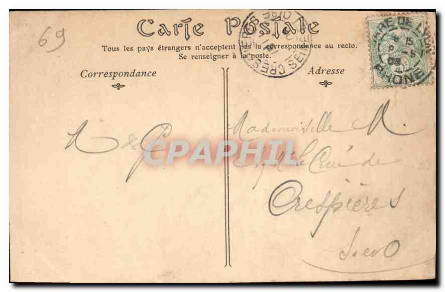 LYON — Le Palais de Justice et le Côteau de Fourvière — Éditeur non identifié, n° de série 2 — Verso
