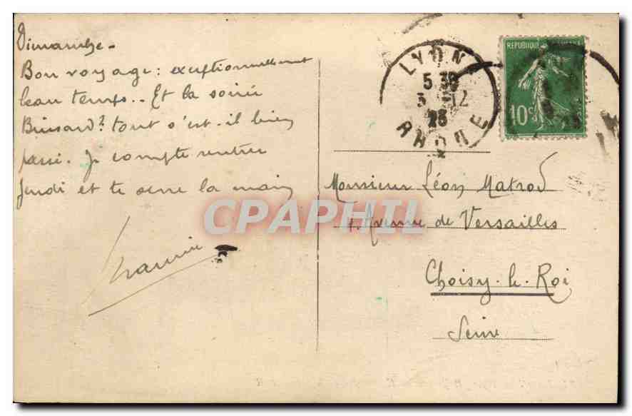 CPA Lyon Place Bellecour et Eglise de la Charite  — Verso