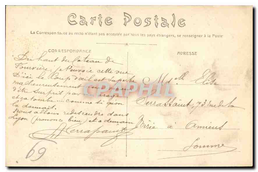 CPA Lyon Fourviere L'Abside et la Tour  — Verso