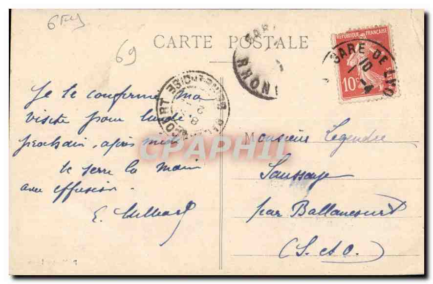 CPA Lyon Palais de Bourse  — Verso