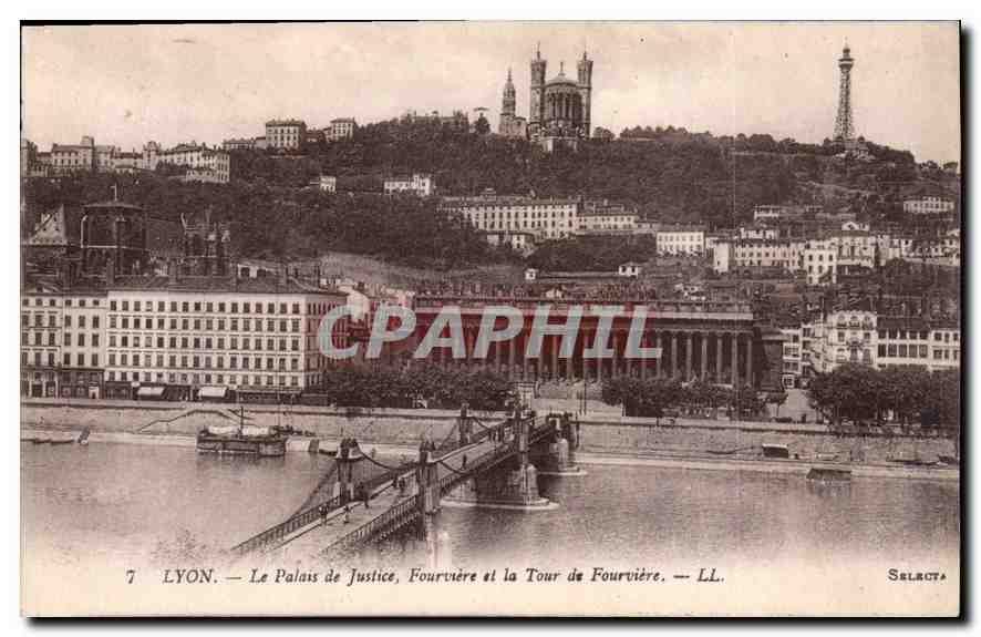 CPA Lyon Le Palais de Justice Fourviere et la Tour de Fourviere 