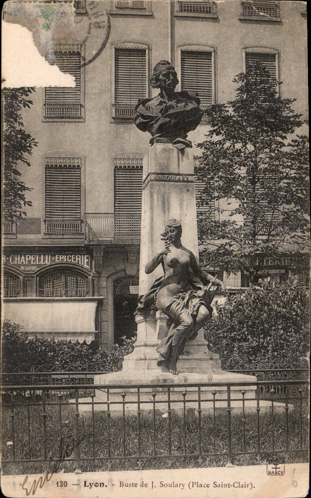 CPA Lyon Buste de J Soulary Place Saint Clair 