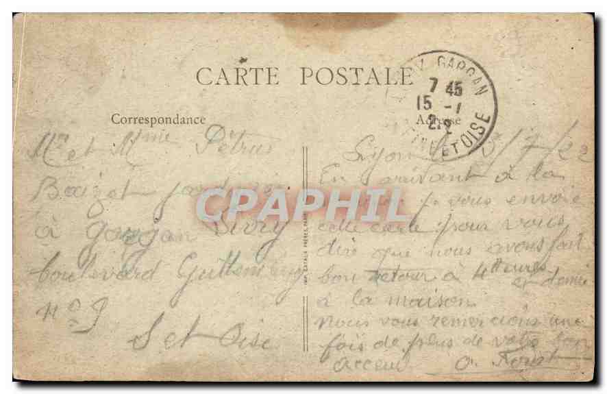 CPA Lyon de Fourvier vue de la Croix Rousse  — Verso