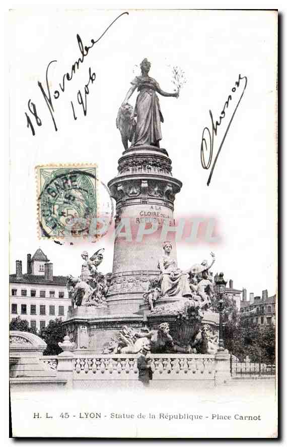 CPA Lyon Statue de la Republique Place Carnot 