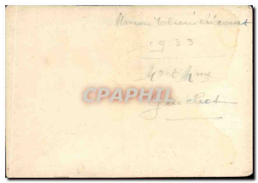 CARTE PHOTO Maison Theniericourt 1933 — Verso