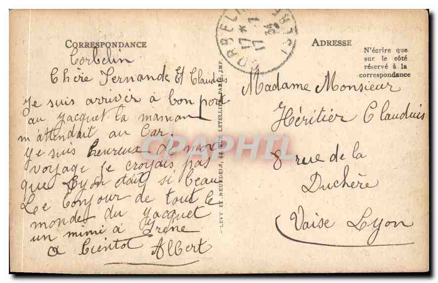 CPA Lyon Le Palais du Commerce et de la Bourse  — Verso