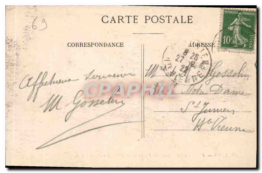 CPA Lyon Place Carnot Gare de Perrache et Hotel Terminus  — Verso