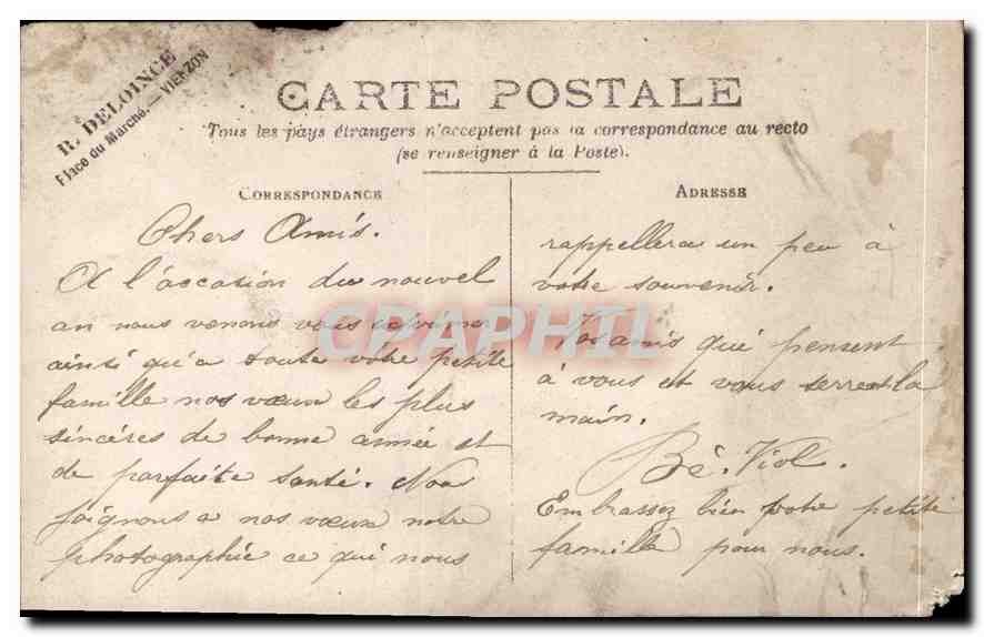 CARTE PHOTO  Femme Vierzon — Rückseite