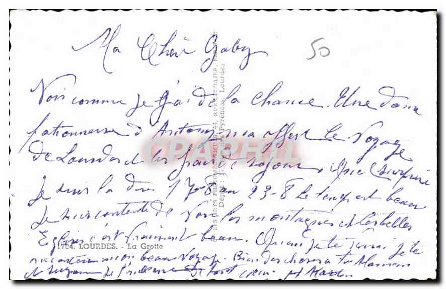 CPA Lourdes La Grotte  — Verso