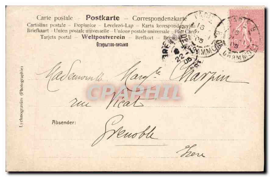 Junge Frau in weißem Kleid und Hut — Photographie — Verlag Lychnographie, n° 1118/3 — Rückseite