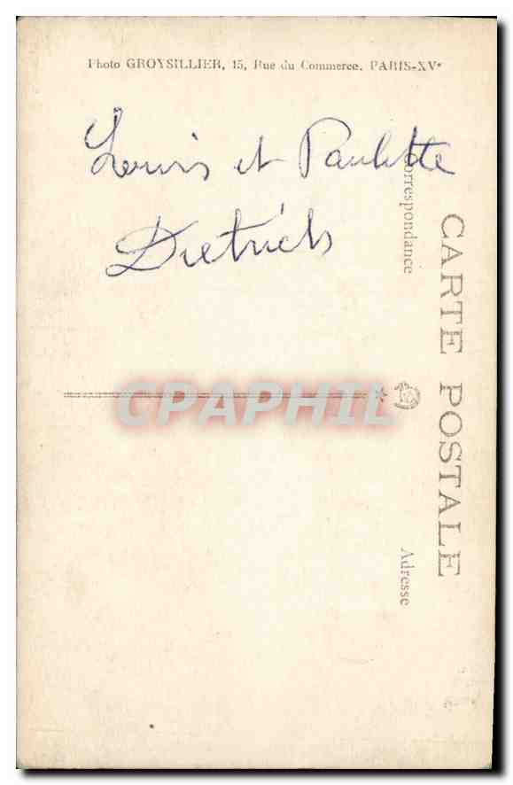 CARTE PHOTO Homme Femme — Verso