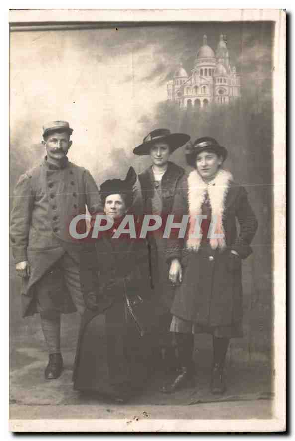 CARTE PHOTO Femmes Paris Sacre Cœur Montmartre