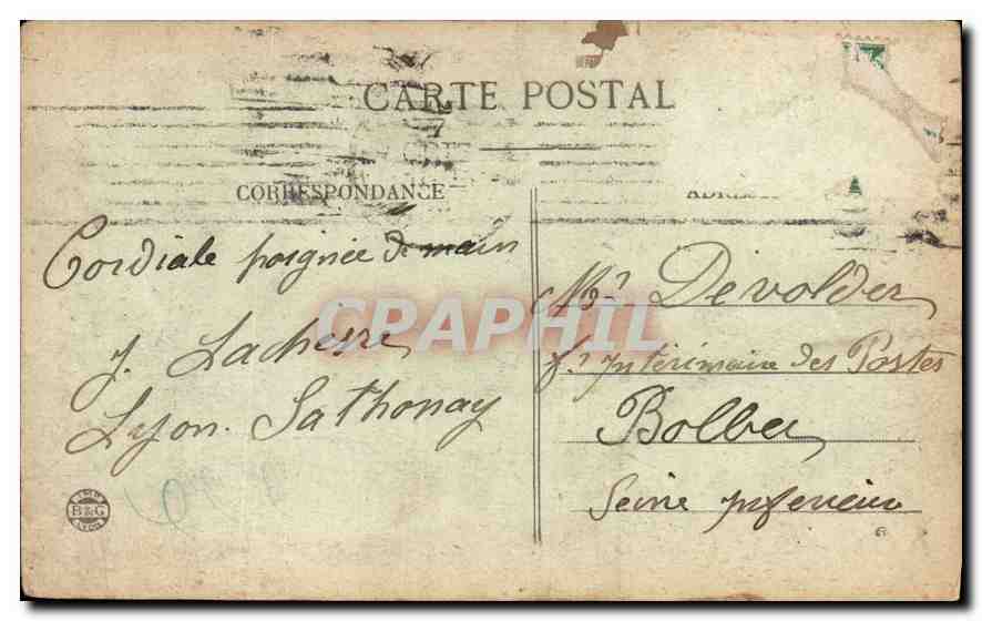 CPA Lyon Place Carnot Monument  — Verso
