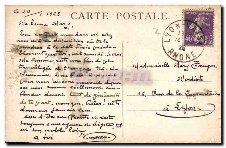 CPA Lyon Place Carnot Monument de la Republique  — Verso