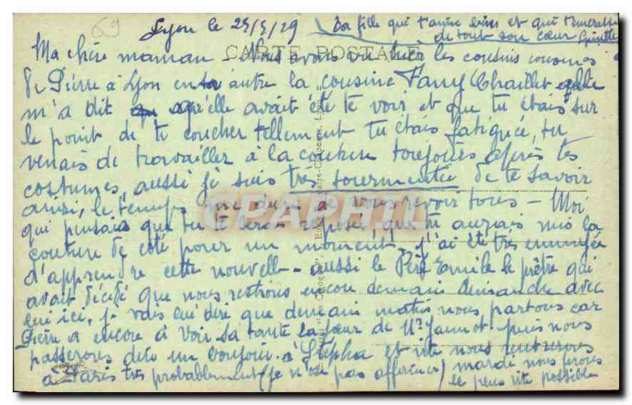 CPA Lyon Pont du Palais de Justice et Coteau de Fourviere  — Verso
