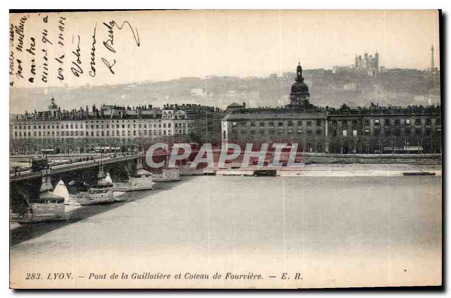 CPA Lyon Pont de la Guillotiere et Coteau de Fourviere 