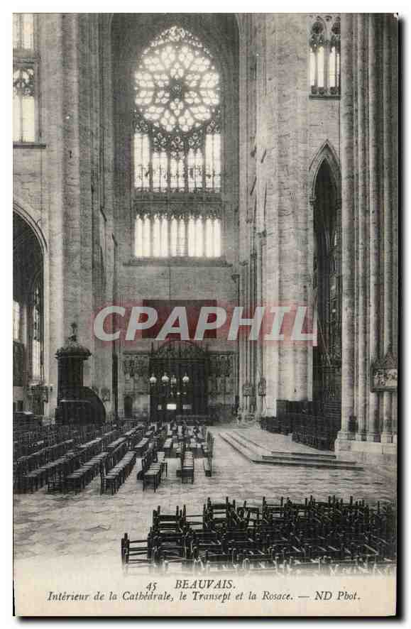 CPA Beauvais Interieur de la Cathedrale le Transept et la Rosace 