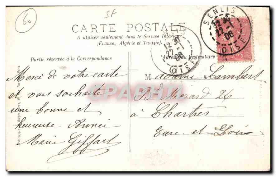CPA Senlis Portail Nord de la Cathedrale  — Rückseite