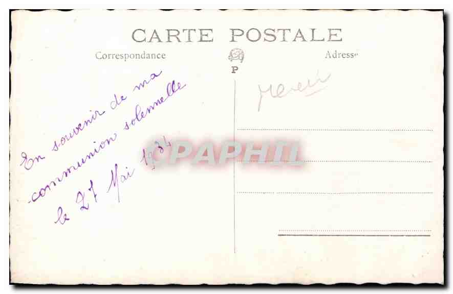 CARTE PHOTO Enfant Communiante — Verso