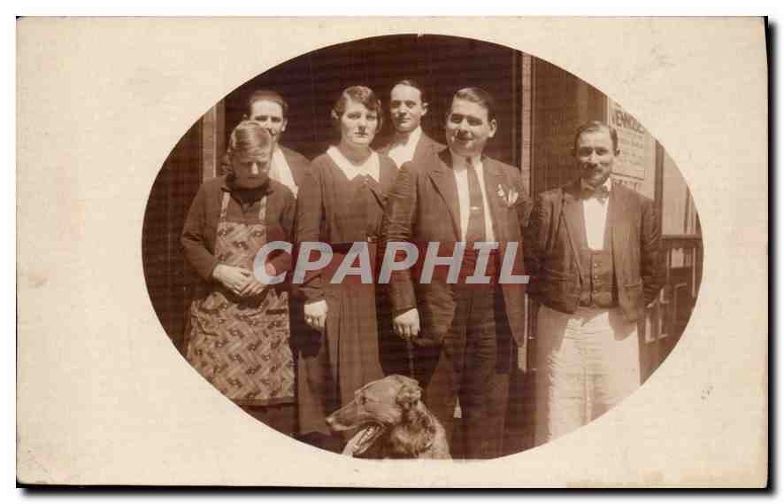 CARTE PHOTO Femmes Chien Restaurant