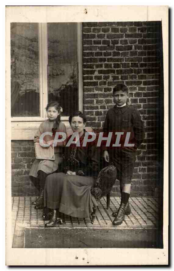 CARTE PHOTO Enfants Femme