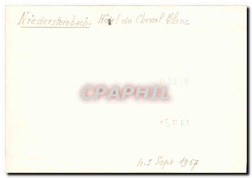Photo Niedersteinbach Hotel du Cheval Blanc 1967 — Rückseite