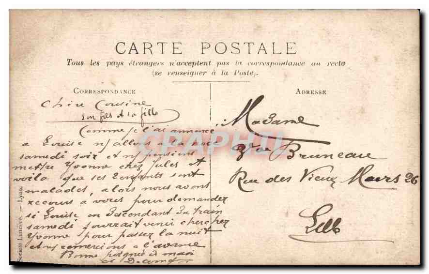 CARTE PHOTO Hommes Enfant La Vaclette — Rückseite