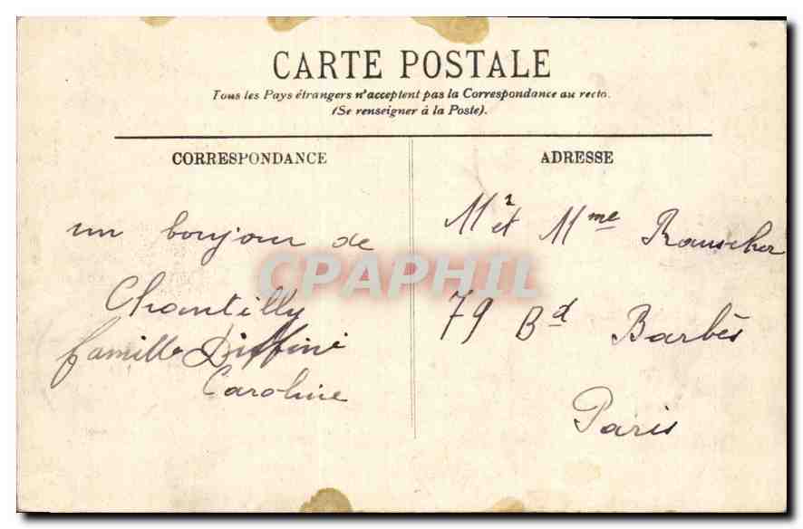 Chantilly — Le Château (côté Nord-Ouest) — LL. n° 133 — Rückseite