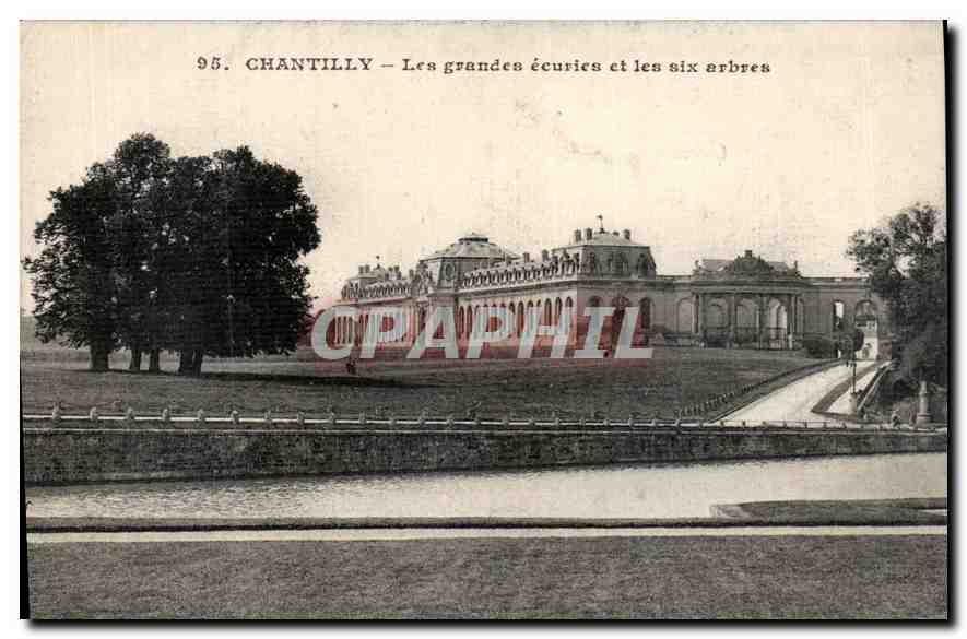 Chantilly — Les grandes écuries et les six arbres — Héliotypie A. Bourdier Versailles