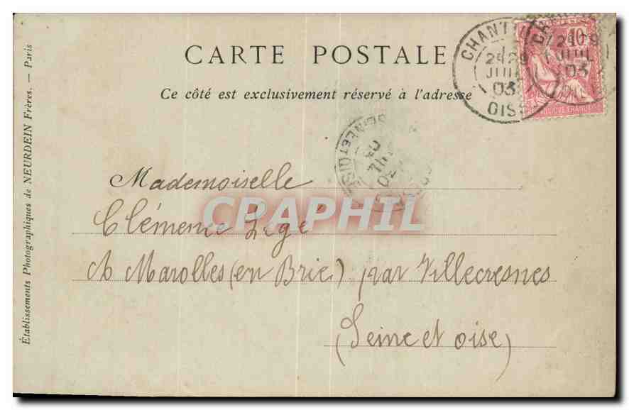 CPA Chateau de Chantilly la Porte Saint Denis et les Ecuries  — Verso