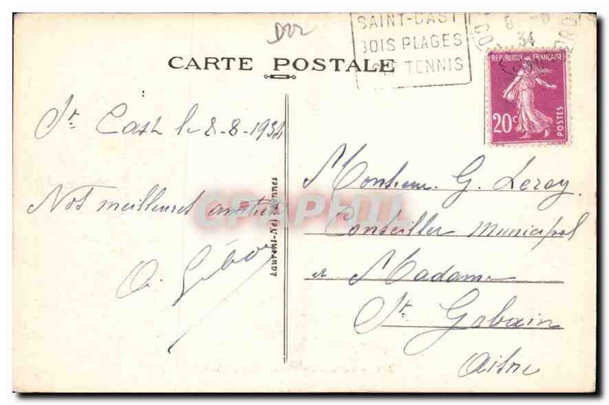 Saint-Cast-la-Ville — La Plage et l'Île — Côte d'Émeraude — éditeur Loïc, n° 295 — Achterkant