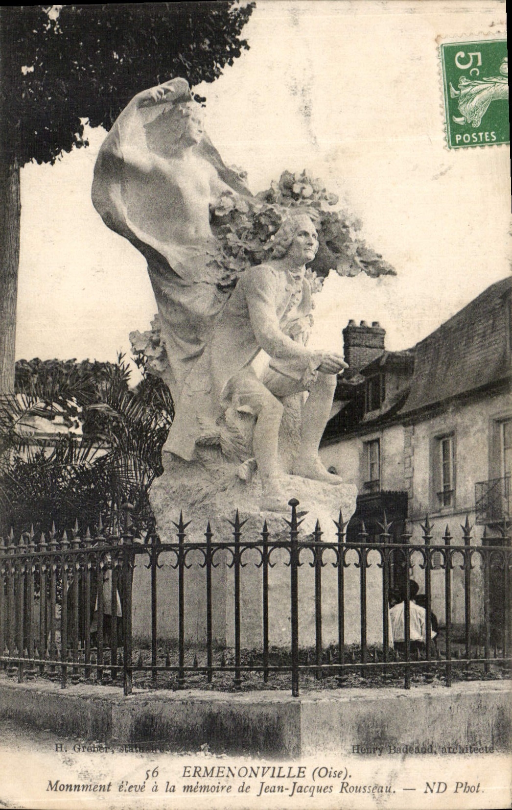 Ermenonville (Oise) — Monument élevé à la mémoire de Jean-Jacques Rousseau — H. Greber, statuaire ; Henry Badeaud, architecte