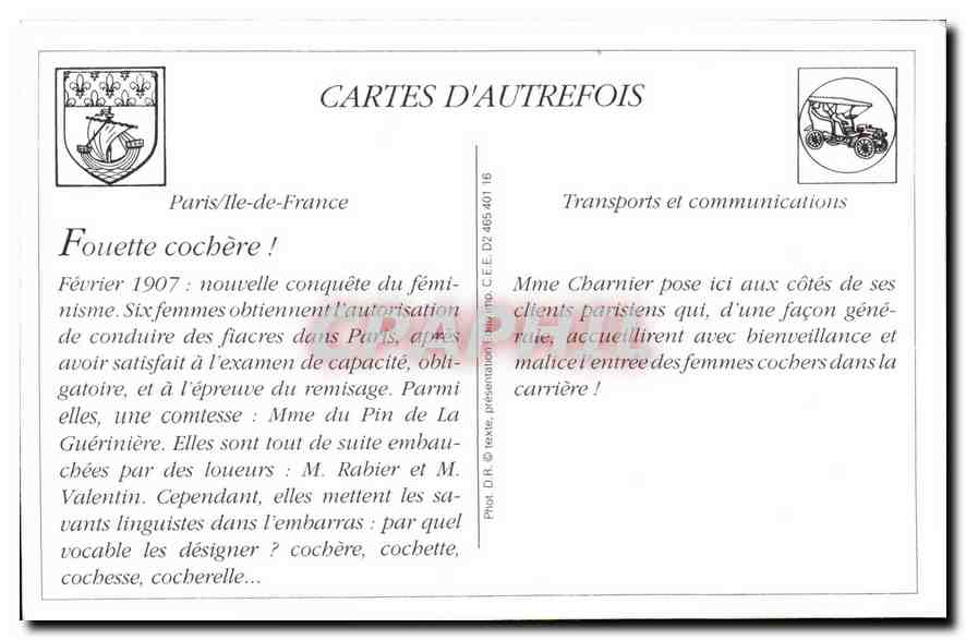REPRO Paris Moderne les temmes cochers  — Rückseite