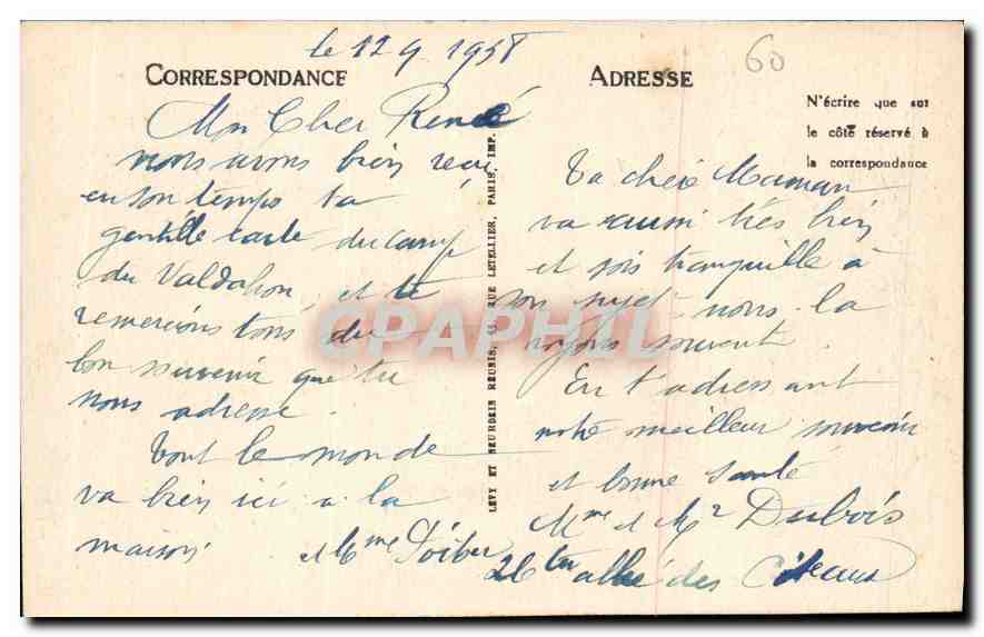 CPA Compiegne le Chateau  — Rückseite