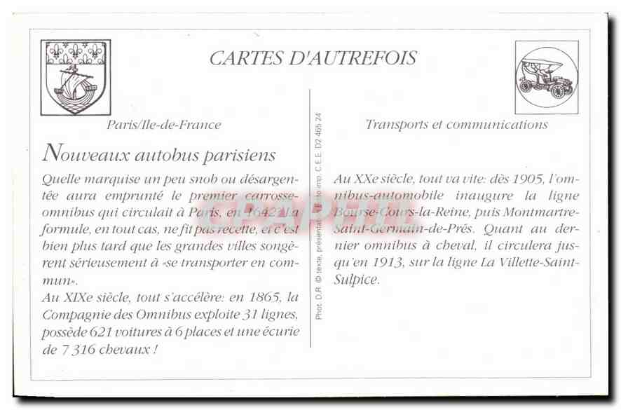 Les nouveaux autobus parisiens — Compagnie des Omnibus — n° 73 — Rückseite