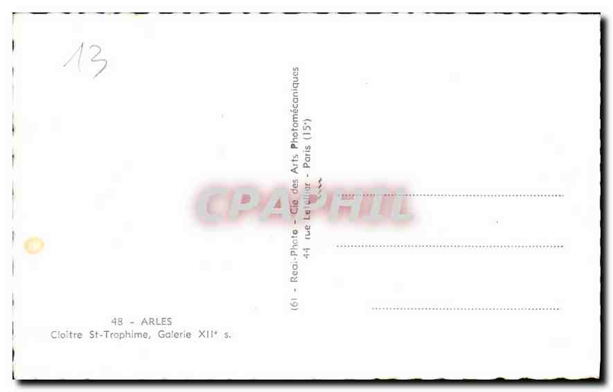CPA Arles Cloitre St Trophime Galerie XII S  — Verso