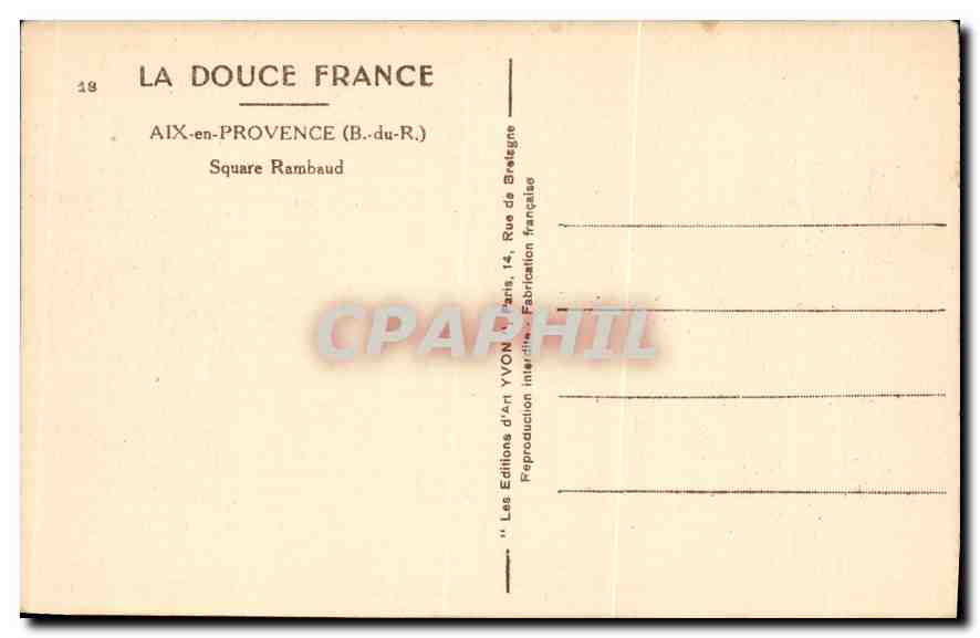 Platz Rambaud — Aix-en-Provence (B.-du-R.) — Art Editions Yvon — Rückseite